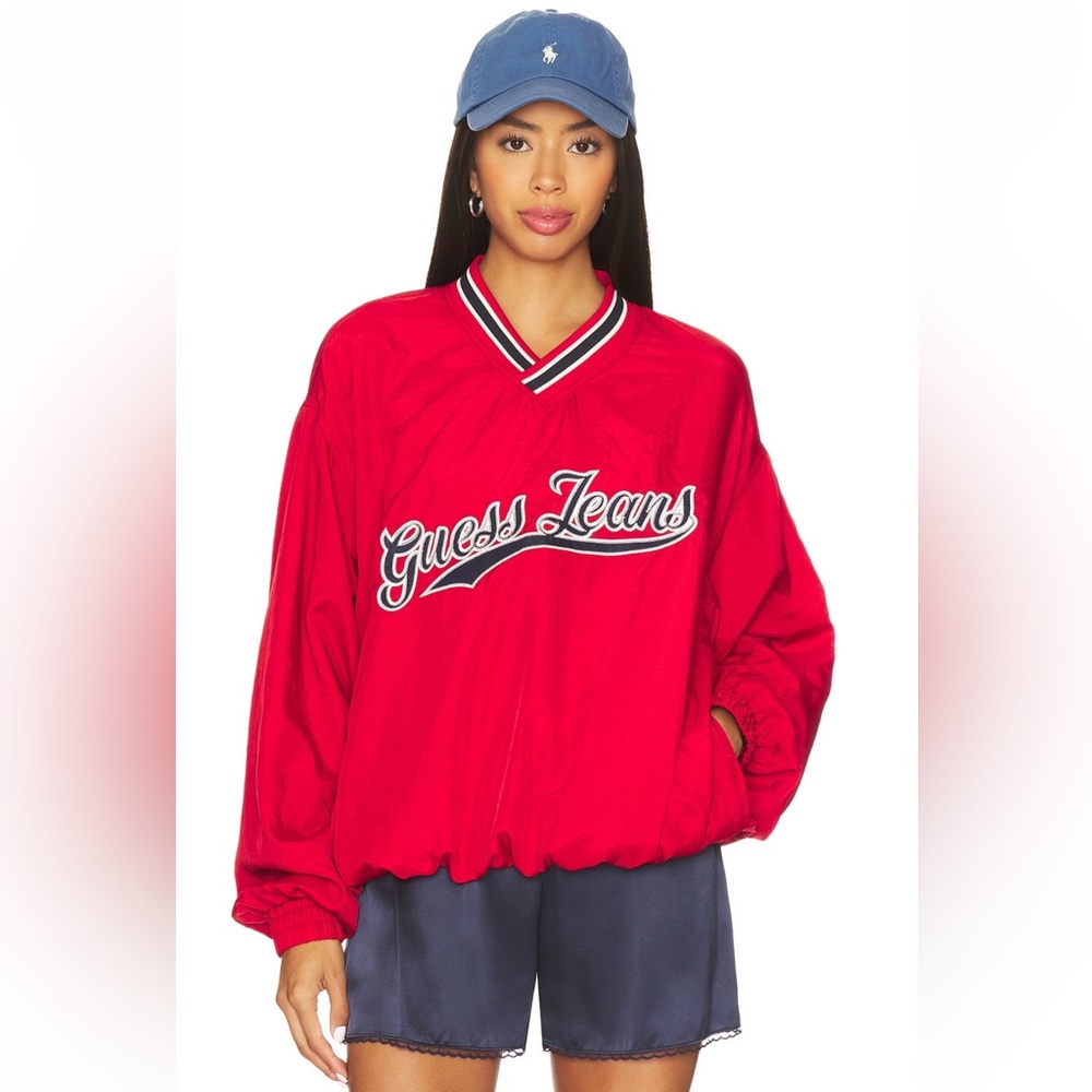 Guess Jeans Women’s Pullover Windbreaker in Rugby Red